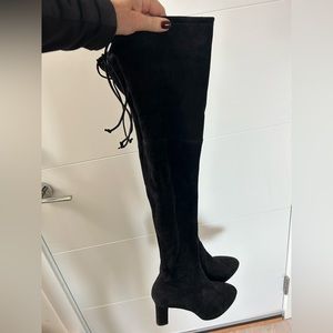 Stuart Weitzman over the knee black suede boots